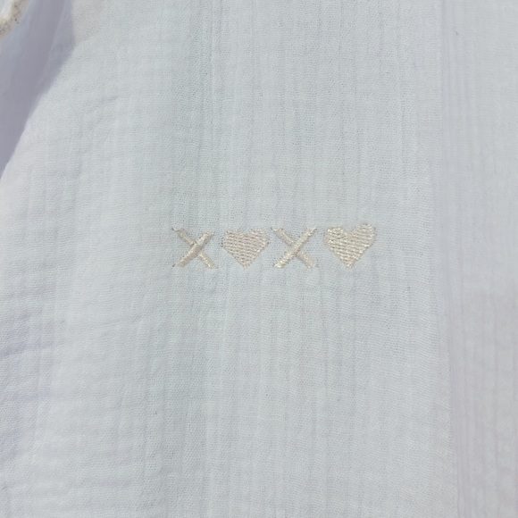 POL Loose Fit White Gauze Lace Crochet Short Sleeve Top Size Medium - Picture 5 of 13